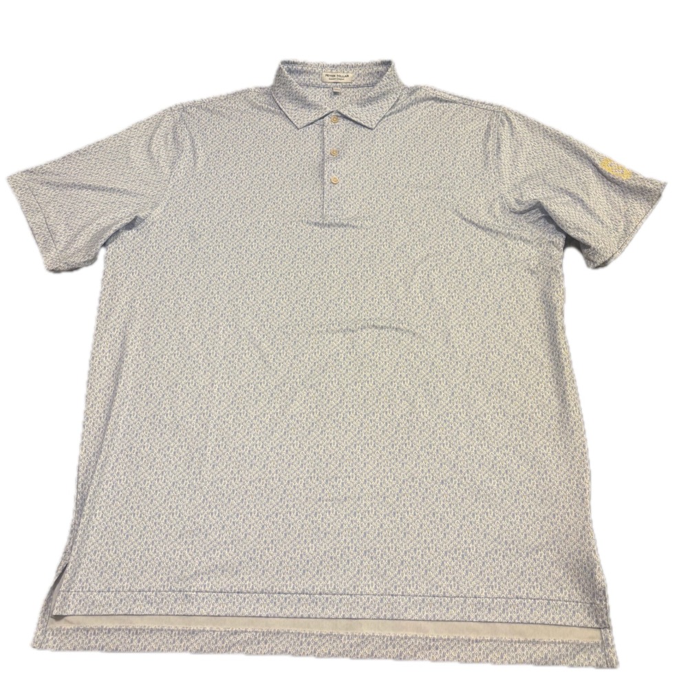 Peter Millar Summer Comfort Polo Shirt XL Blue Lightbulb Print PGA National